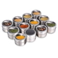 thumbnail image 1 of Beeyoka 12 Pcs Magnetic Spice Jars,Each 4 oz Capacity Stainless Steel Spice Tins with Lid and Small Holes for Sprinkle Includes 94 Labeling Stickers, 1 of 6