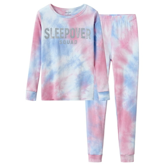 Beezizac 2-Piece Girls Sleepover Pajama Set Cotton Long Sleeve, Size 4T-14