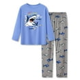 thumbnail image 1 of Beezizac 2-Piece Pajamas For Big Boys Blue & Gray Shark Cool Long Sleeve Soft Kid PJ Set Size 14, 1 of 7