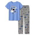 thumbnail image 1 of Beezizac Big Boys 2-PC Pajamas Blue & Gray Shark Cool Short Sleeve & Pants Soft Kid PJ Set Size 6, 1 of 7