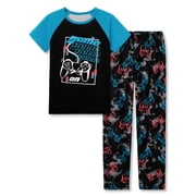 Beezizac Big Boys Pajamas Black & Blue Gamer 2-Piece Short Sleeve & Pants PJ Set Soft Kid Sleepwear Size 12