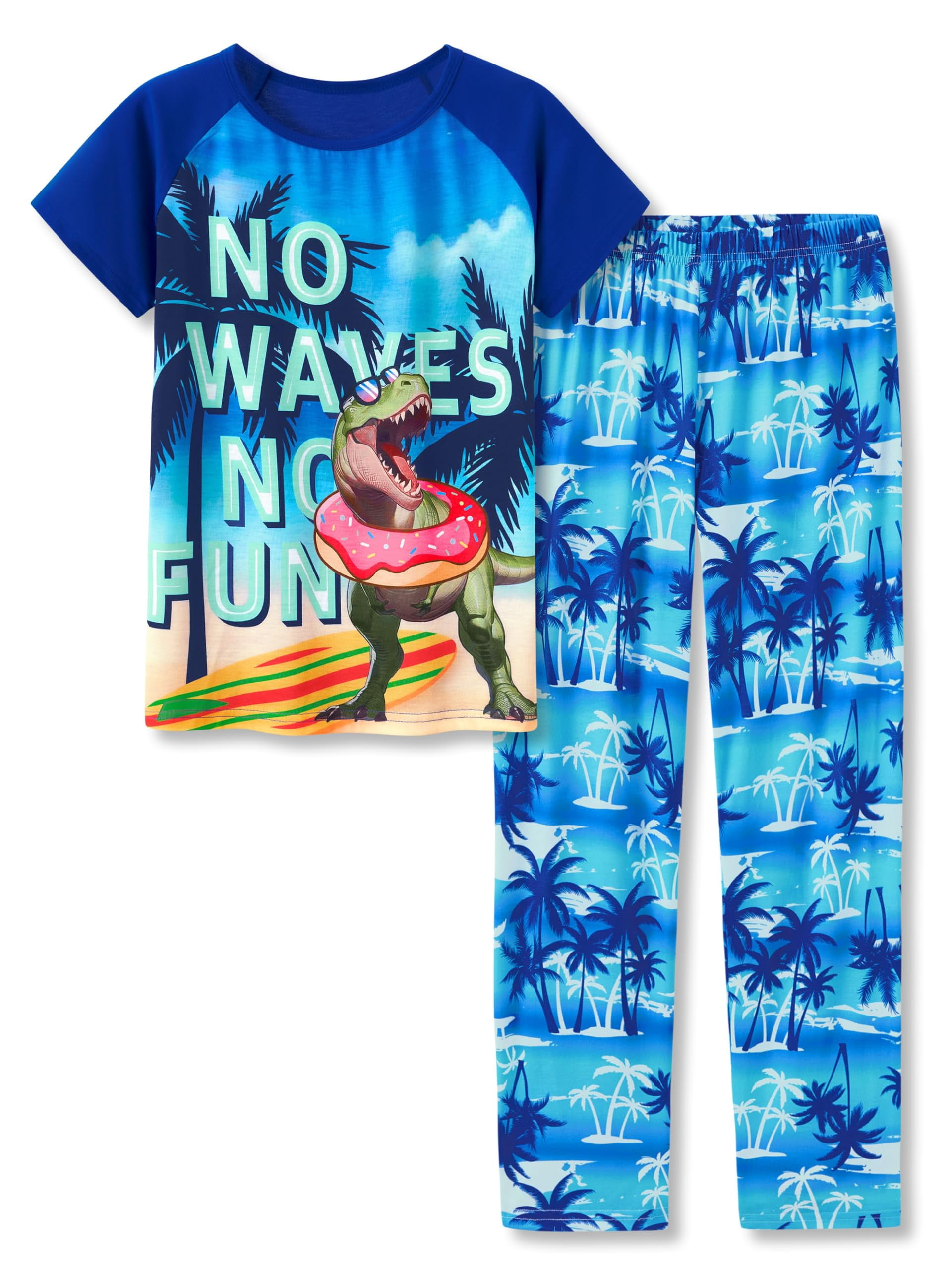 beezizac-big-boys-pajamas-swim-ring-dino-2-piece-fun-short-sleeve