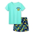 thumbnail image 1 of Beezizac Big Boys Pajamas Teal & Navy Face 2-Piece Fun Short Sleeve PJ Set Kid Cozy Sleepwear Children Size 8, 1 of 7