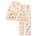 thumbnail image 1 of Beezizac Big Girls Pajama 2-Piece Satin Silky Faces Peach Cozy Soft Long Sleeve & Pants Set Kid Sleepover PJ Size 6/7, 1 of 7