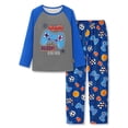 thumbnail image 1 of Beezizac Boys 2‑Piece Raglan Long Sleeve Pajama Set, Player Ready Game Controller & Mixed Sports Racing Graphic Kids Sleepwear Size 18, 1 of 7