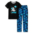 thumbnail image 1 of Beezizac Boys Pajamas Black & Blue Astronaut 2PC Cozy Short Sleeves & Pants Set PJ Outfit Kid Size 14, 1 of 7