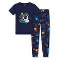 thumbnail image 1 of Beezizac Boys Pajamas Navy Blue Astronaut 2-Piece Snug-fit Short Sleeves & Pants PJ Set Kid Cozy Sleepwear Size 7, 1 of 7