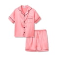 thumbnail image 1 of Beezizac Coral Satin Silky Pajama Short Shirt Set For Little & Big Girls Cute Cozy Spring Outfit Size 10, 1 of 7