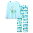 thumbnail image 1 of Beezizac Cotton Sleepover Pajama Set for Little & Big Girls Blue Mermaid Long Sleeve Set 2-Piece PJ Size 10, 1 of 7