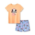 thumbnail image 1 of Beezizac Cute Panda & Donut Pajama Set for Girls Cotton Blend Short Sleeve Summer Outfit Nighty Size 16, 1 of 7