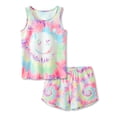 thumbnail image 1 of Beezizac Girls 2 piece Tie Dye Short Sleeve Comfortable Pajamas Swirl Smiling Face Size 8, 1 of 7