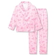 thumbnail image 1 of Beezizac Girls Pajama Pink Bow & Heart Cozy Satin Silky 2-Piece Long Sleeves Winter PJS Kid Jammies Size 14, 1 of 6