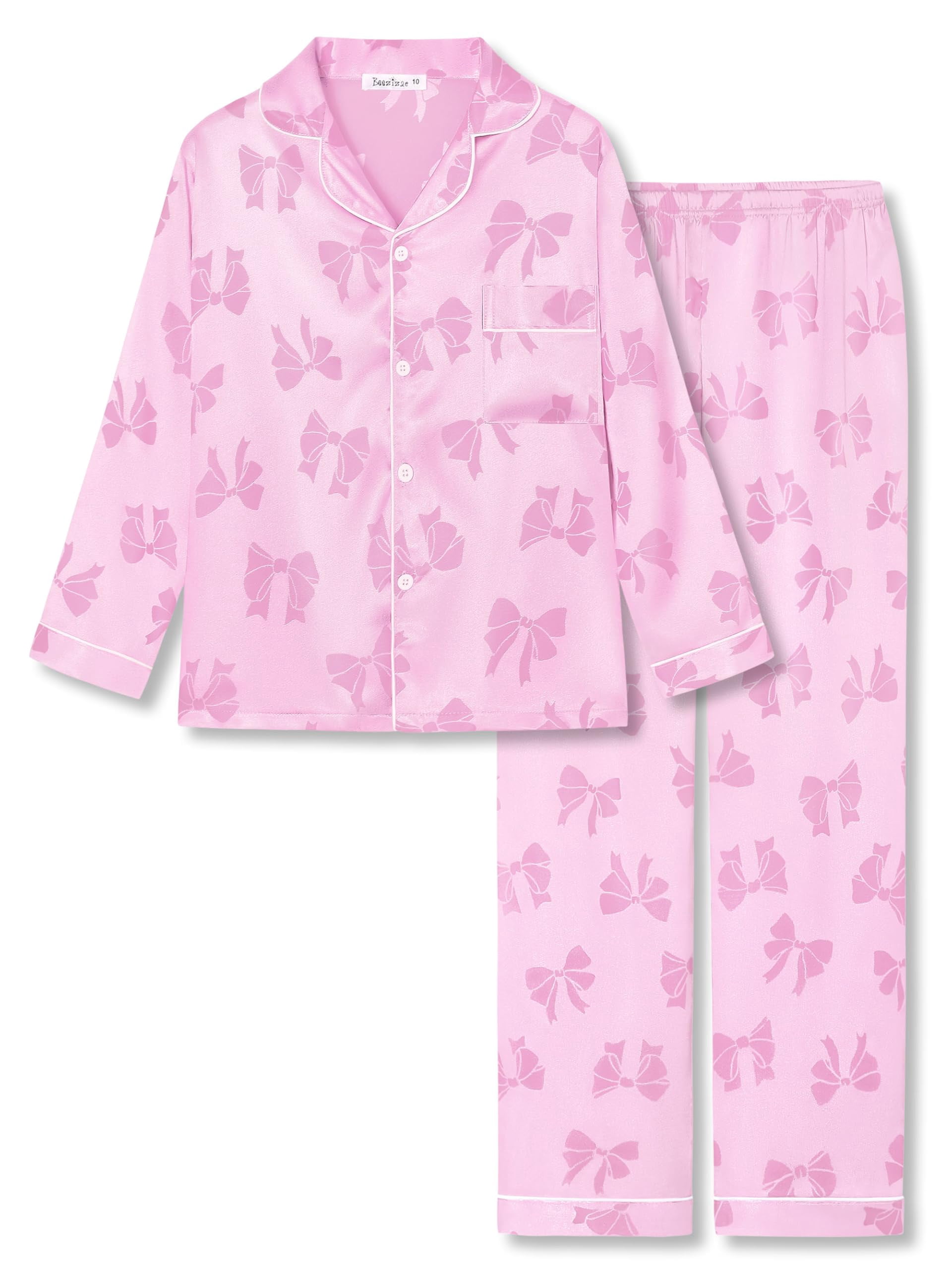 Beezizac Girls Satin Silky Pajamas Pink Butterflies Comfortable Cute 2 ...