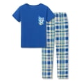 thumbnail image 1 of Beezizac Little & Big Boys Pajamas Blue Plaid Football Short Sleeves & Pants Soft 2-Piece PJ Set Kid Jammies Size 14, 1 of 7