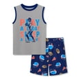 thumbnail image 1 of Beezizac Little & Big Boys Pajamas Gray & Navy Football 2-Piece Tank Top & Shorts Sleeve PJ Set Kid Sleepwear Size 12, 1 of 7