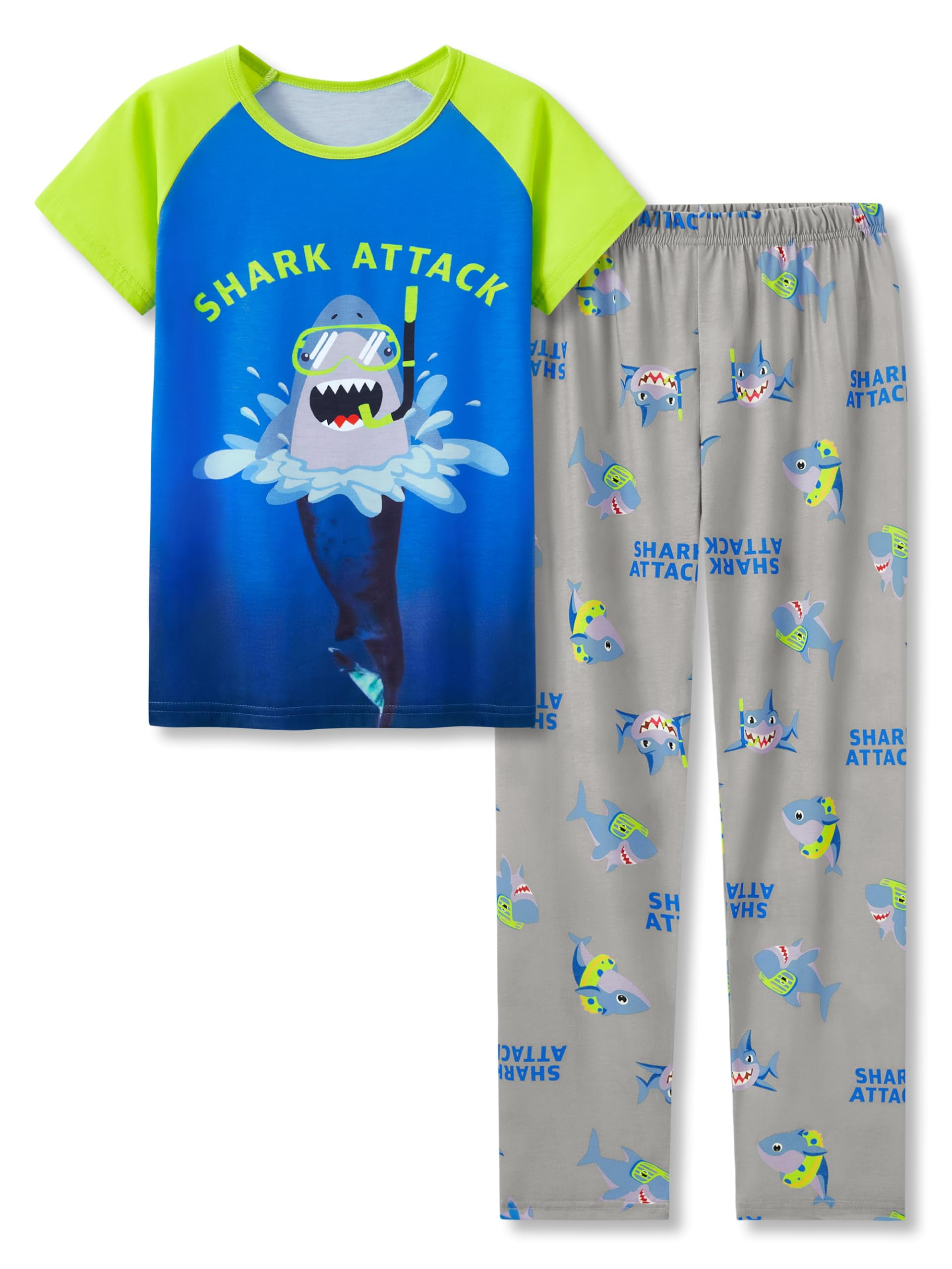 Beezizac Little Big Boys Pajamas Snorkeling Shark 2-Piece Short
