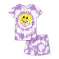 thumbnail image 1 of Beezizac Little & Big Girls Pajama Trendy Tie Dye Purple Face Short Sleeves Sets Cozy Kids 2-PC PJ Set Nightwear Size 12, 1 of 7