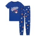 thumbnail image 1 of Beezizac Little Boys Pajamas - Soft Snug-fit PJs Tee & Pants Sleepwear Set Dark Blue Baseball Toddler Jammies Size 10, 1 of 7