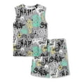 thumbnail image 1 of Beezizac Pajamas for Boys Cool Gray Graffiti Tank Top & Shorts Sleeve 2-Piece PJ Set Soft Summer Sleepwear Size 12, 1 of 7