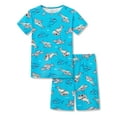 thumbnail image 1 of Beezizac Toddler & Little Boys Pajamas Blue Sharks 2-Piece Soft Snug-fit Short Sleeve PJ Set Kid Sleepwear Size 10, 1 of 7