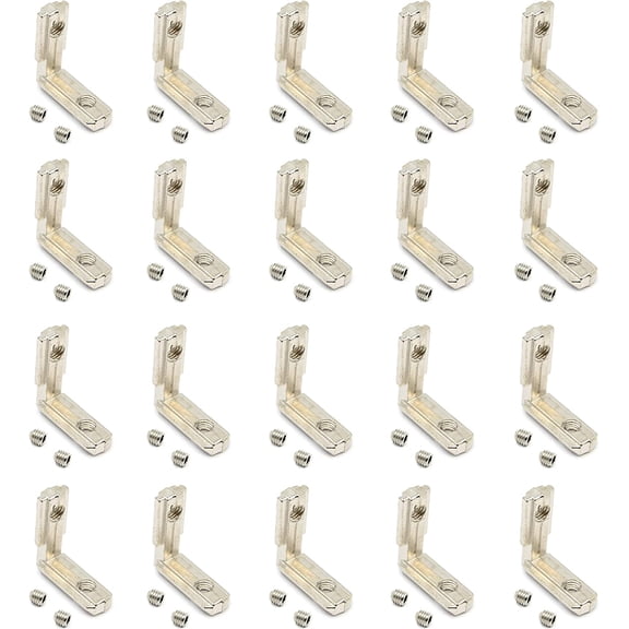 Befenybay 20PCS L Model 90 Degree Interior Inside Corner Connector Joint Bracket with Screws for 6mm T Shape Aluminum Extrusion Profile 2020 Series