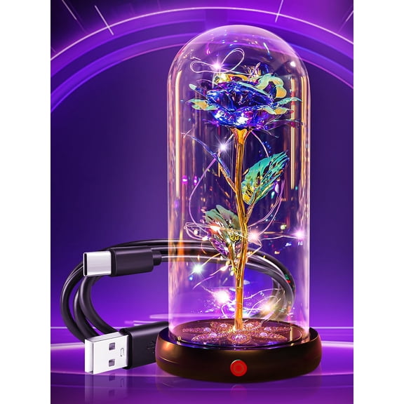 Beferr Birthday Gifts for Women Mom Rechargeable Galaxy Roses Forever Preserved Flowers for Delivery Prime Smart Touch Light Up Rose in Dome Gift for Grandma Sister Wife Her Girlfriends Daughter Y101