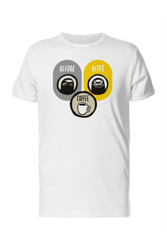 Before After Coffee Sloth T-Shirt Men -Image by Shutterstock, Male XX-Large