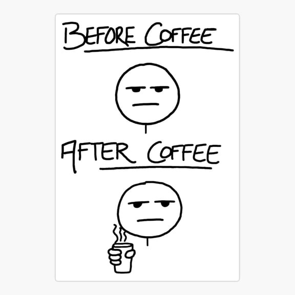 Before Coffee After Coffee Sticker