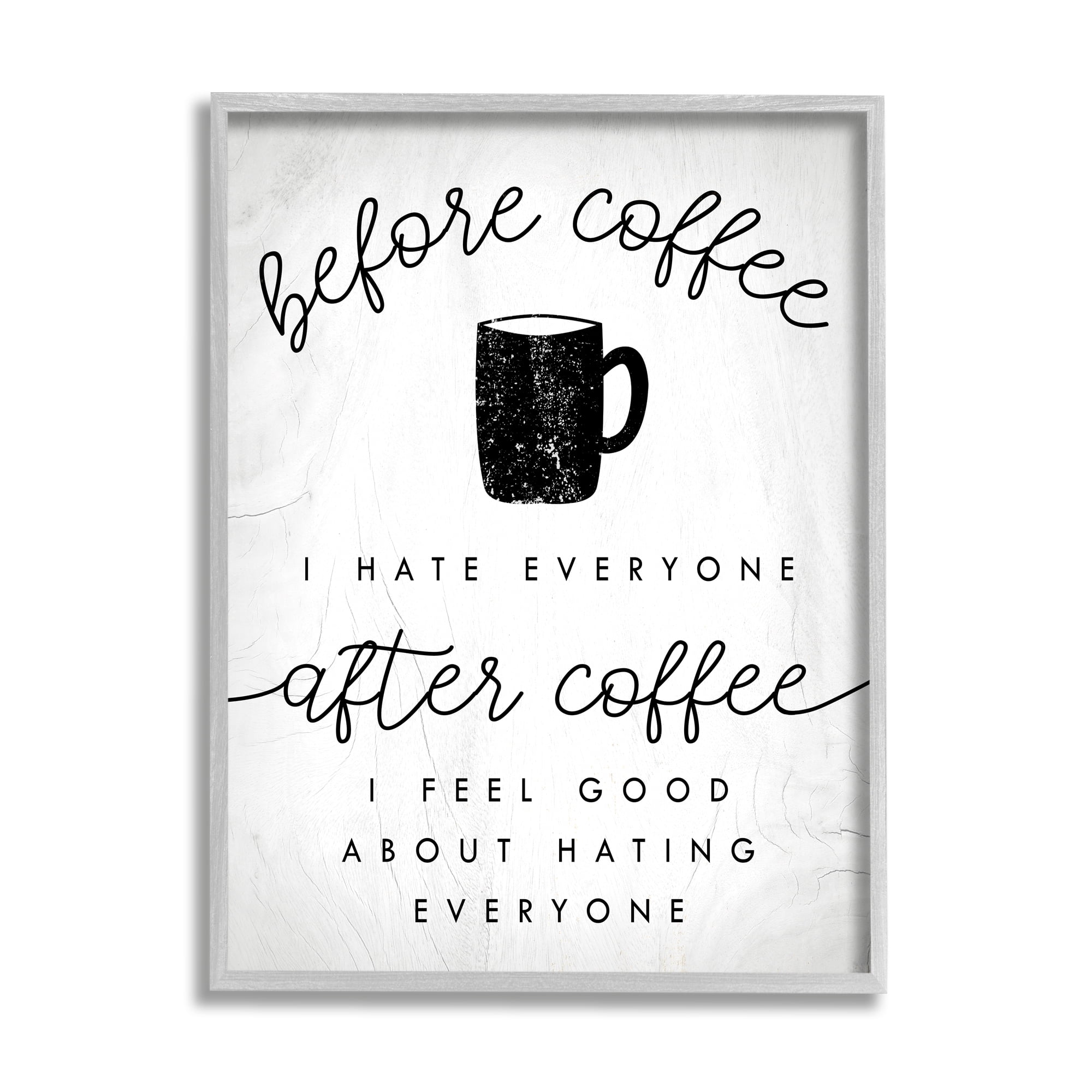 Stupell Industries Before Coffee Hate Everyone Quote Kitchen Humor,11 x 14,Designed by Daphne Polselli