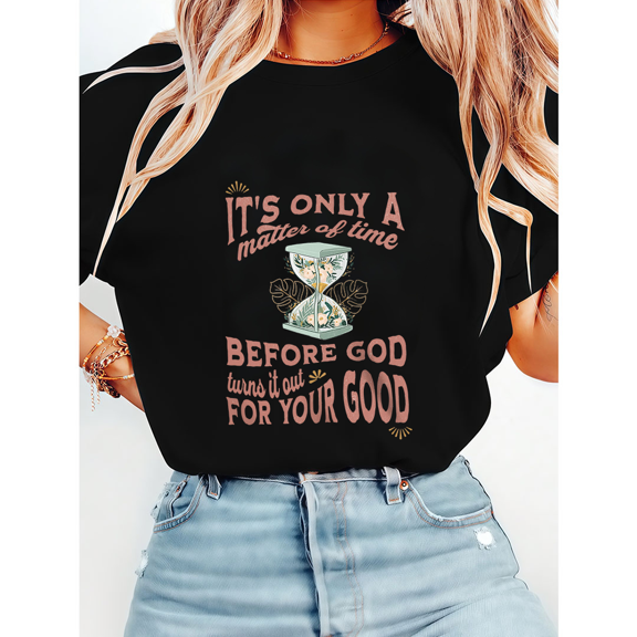 Scripture Romans 8:28 Apparel "Before God Turns Out For Your Good" Graphic Tees God's Plan Christian Tshirts Short Sleeve Shirts Casual Tops Black,4XL
