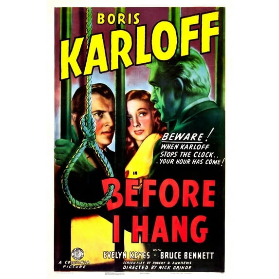 Before I Hang Us Poster From Left: Bruce Bennett Evelyn Keyes Boris Karloff 1940 Movie Poster Masterprint