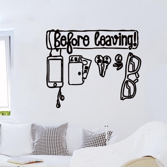 Before Leaving Don'T Forget Keys Sun Glasses Wall Decals Home Decor Door Window Art Wall Sticker Removable Wallpaper 57x43cm