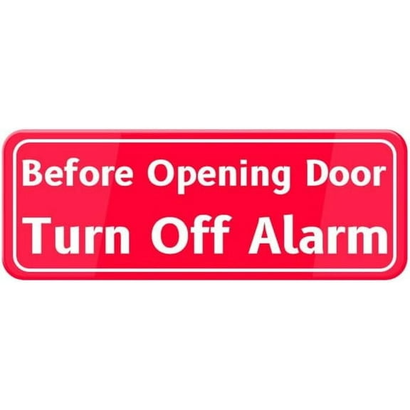 Before Opening Door Turn Off Alarm Sign, 10"X3" Acrylic Warning Sign, Door Wall Labels Sign For Offices Businesses House Home