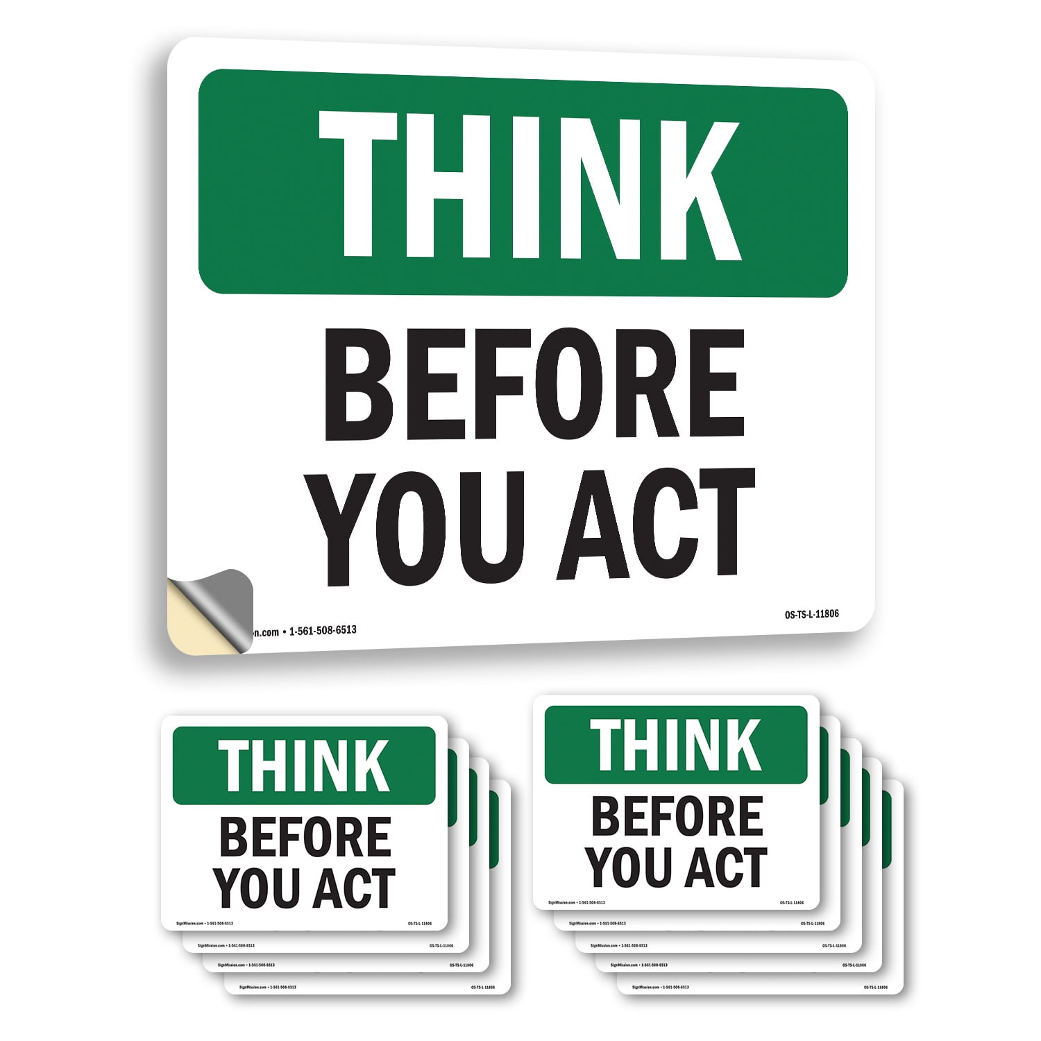 Before You Act OSHA Think Vinyl Decal Label 18 Inch x 12 Inch - 10 Pack ...