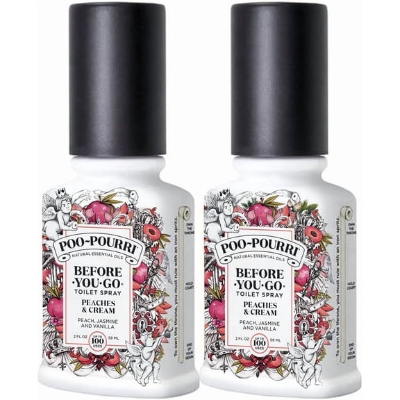 Before-You-Go Toilet Spray Peaches and Cream 2 Ounce Peach, Jasmine & Vanilla Pack of 2