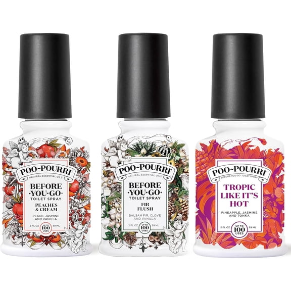 Before-You-Go Toilet Spray, Spring 2 Oz Variety Pack Bottom, Peaches & Cream, and Fir Flush