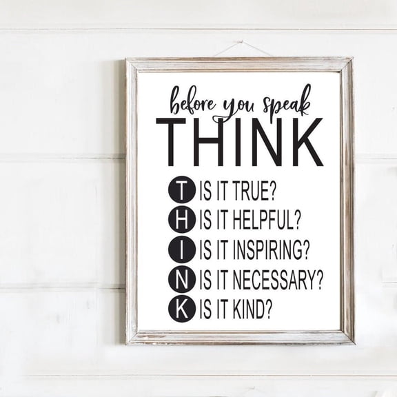 Before You Speak Think Mod Wall Decor, Teacher Classroom Unframed Paper Print