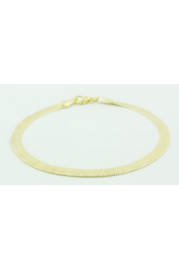 14k Gold Herringbone 7.5 Inch Bracelet Gold Plated Necklace