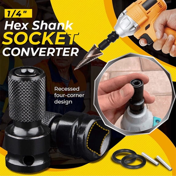 Beforeyayn 1/4Inch Hex Shank Socket Converter, Wrench Conversion Head Conversion Socket Hexagonal Socket for Drills, Fits Garage, Workshop, Adapts Hex Bits to Square Drive Sockets