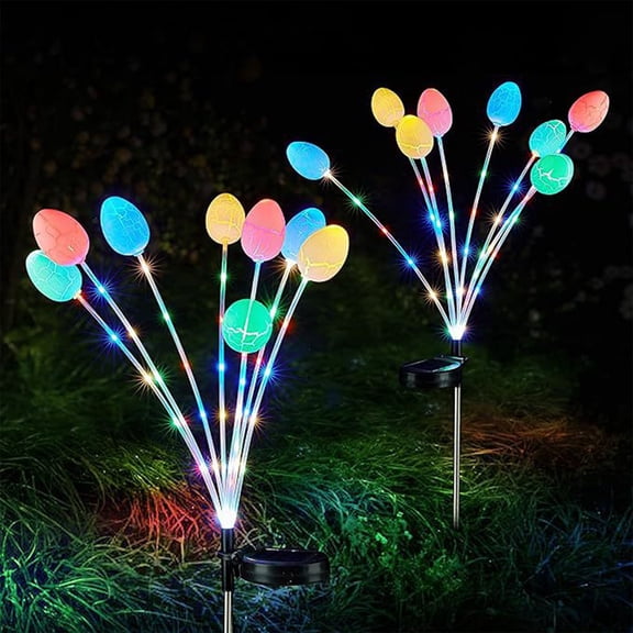 Beforeyayn 1 Pack Easter Solar Egg Light, Colorful Eggs Swaying Firefly Light, Waterproof Spring Yard Lawn Easter Decor, Outdoor Garden Pathway Landscape Solar Stake Light