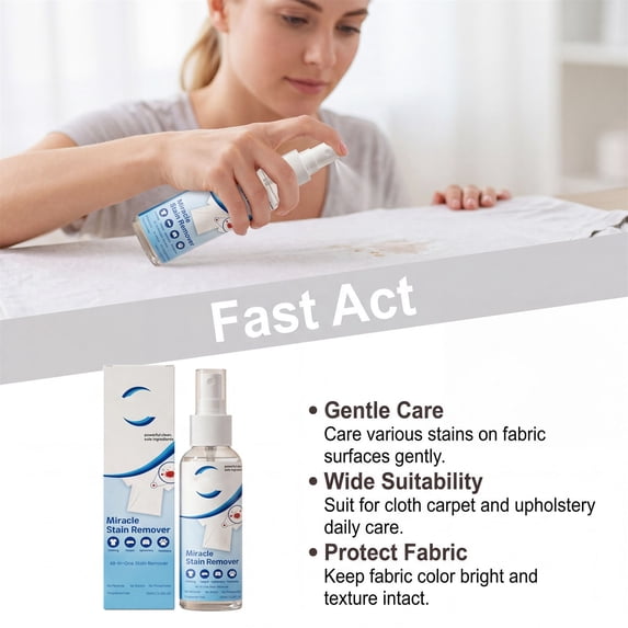 Beforeyayn 100Ml Clothes Stain Removing Spray, Cleaning Clothing Stain Removing and Retaining Protective Convenient Washing Spray, Fits Pre Wash Treatment, Works on Grease and Wine