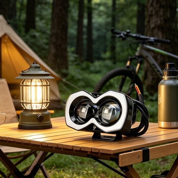 Beforeyayn 20W Led Motorcycle Driving Light, Headlight Lens Waterproof with Yellow White Rgb Color for E Bike Retro, Fits Cruiser, Scooter, Easy Mount Bracket Included