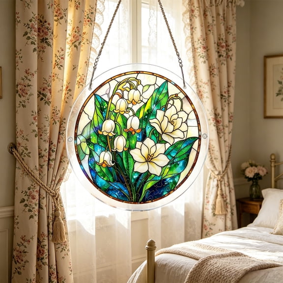 Beforeyayn Stained Glass Suncatcher, Puzzle Hanging Ornament Floral Hummingbird Design for Window or Wall, for Nature Lovers on Glass or Garden with 7 Styles