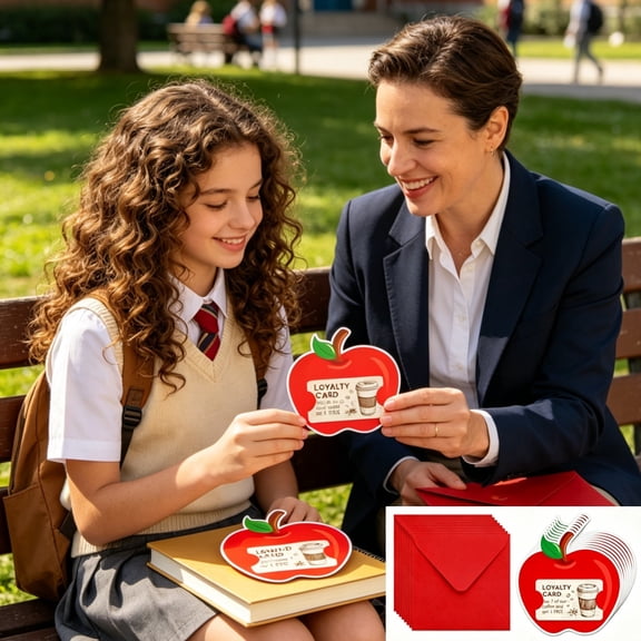 Beforeyayn Teacher Thank You Card Set, a Sweet Apples-Shaped Card to Show Appreciation, for Teacher'S Day or Graduation Gift, for Students or Parents, on Desk, for Start Of School Appreciation
