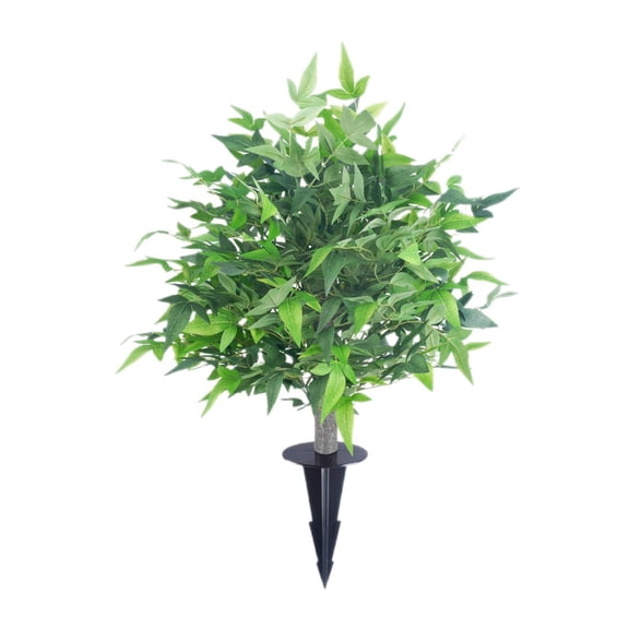 Beforeyayn Artificial Nandina Plants With Ground Stake, Fake Green Greenery For Garden Lovers, Outdoor Garden Or Yard, Ground Stake Design For Easy Placement In Soil