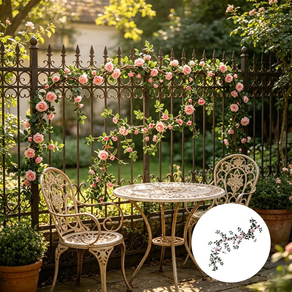 Beforeyayn Artificial Rose Vines Garland, Fake Flower Hanging Vines With Green Leaves, Wall Or Garden, Decorative Floral Ivy For Wedding Arch