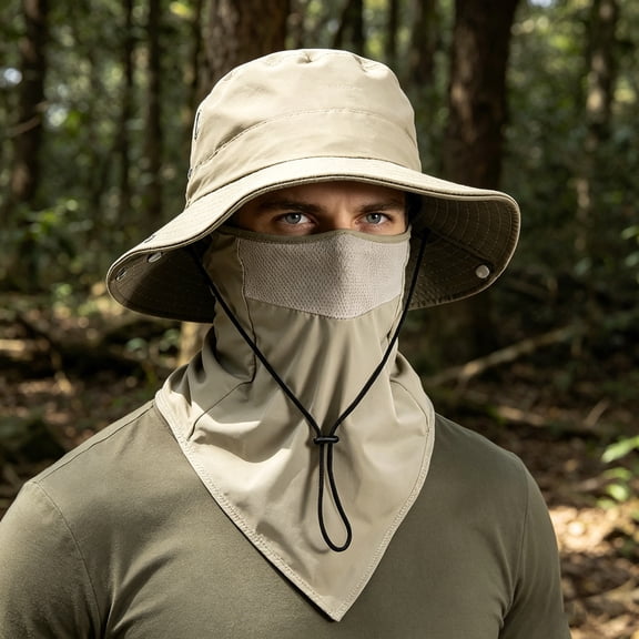 Beforeyayn Bucket Hat Detachable Face Mask, Neck Flap For Sun Protection Outdoor Fisherman, Head Or Neck, Windproof Breathable Sunshade Hat