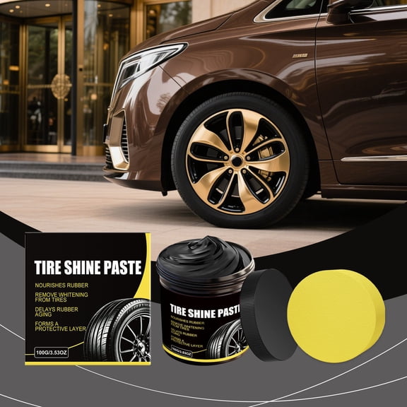 Beforeyayn Car Tire Gloss Paste, Daily refurbishment and maintenance of car tires polishing shining cream, for car owners, suitable for tire sidewall and finish,
