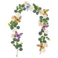 thumbnail image 1 of Beforeyayn Colorful Artificial Vine Garland, Spring Summer Outdoor Decor with Butterflies and Flowers, Realistic Foliage for Patio Fence and Door, Vibrant Decorative Strand for Garden Spaces, 1 of 7