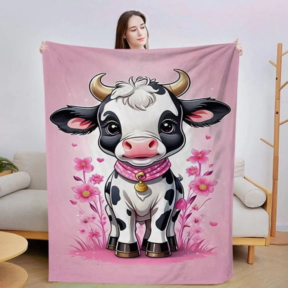 Beforeyayn Cow Print Pattern Soft Fuzzy Blanket, Lightweight Cozy Throw for Couch Lounging and Sofa Use, Decorative Air Conditioning Quilt for Bed and Relaxation, Comfortable Gift Blanket